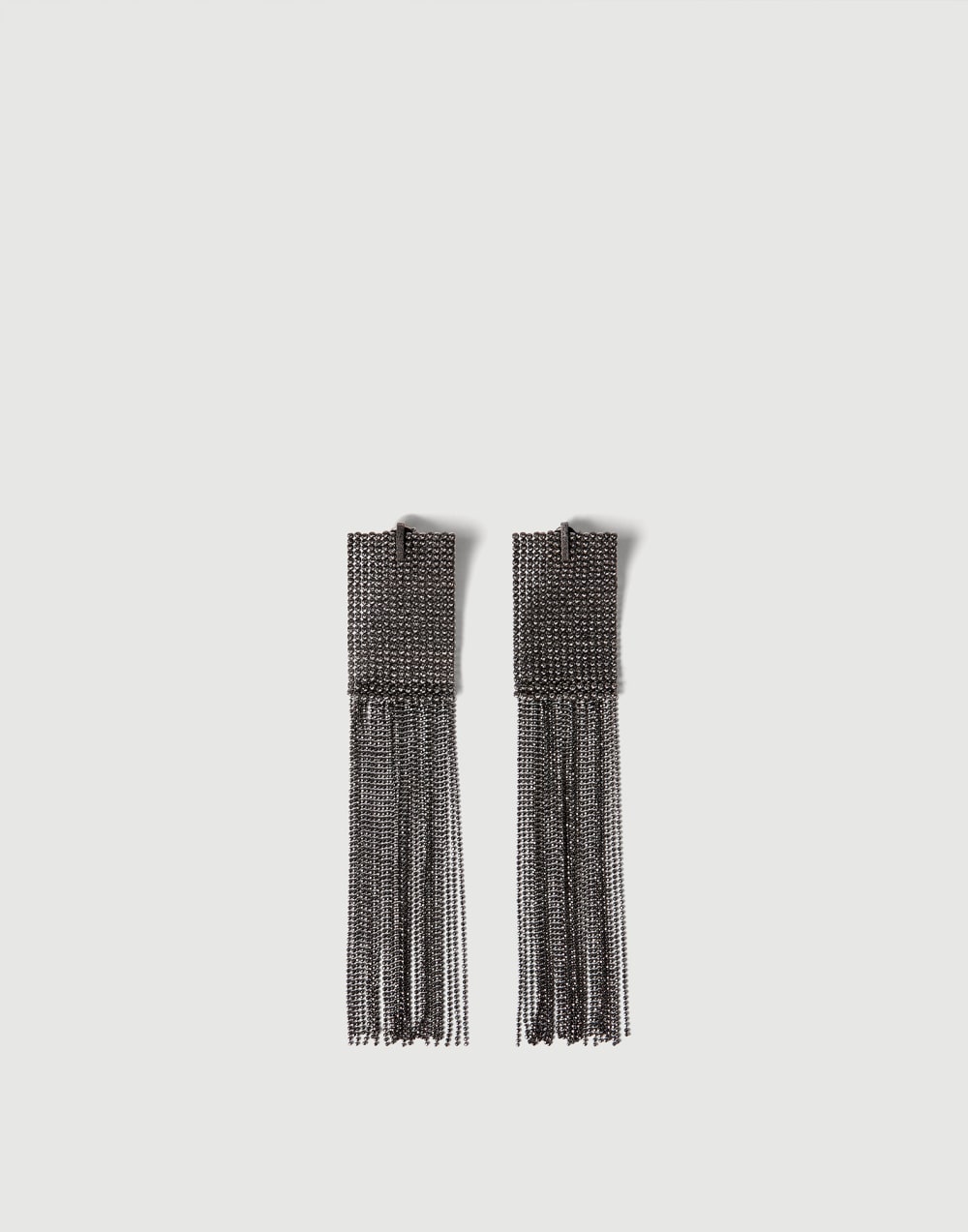 Silver frayed earrings Lignite Grey Woman - Brunello Cucinelli