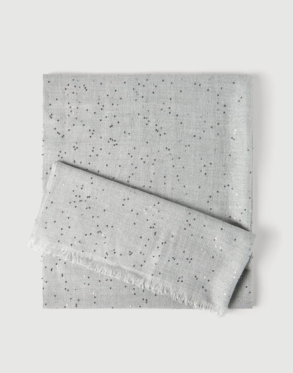 Cashmere and silk Diamond yarn scarf Light Grey Woman - Brunello Cucinelli