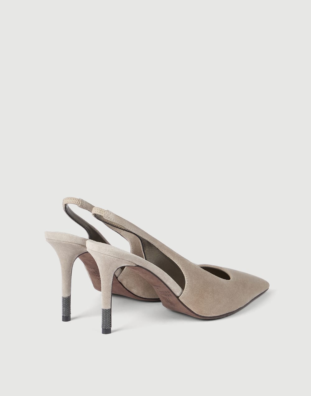 Tacchi Slingback in camoscio Grigio Chiaro Donna - Brunello Cucinelli
