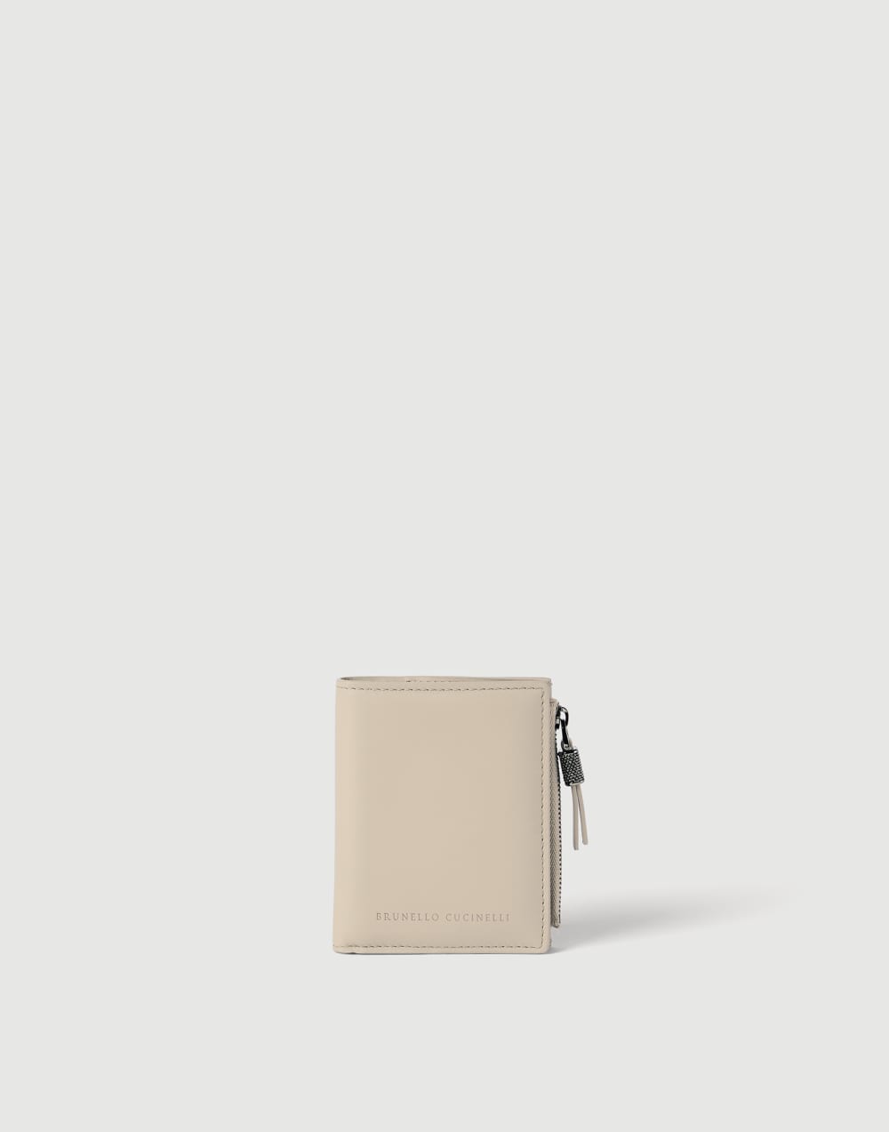 Compact-Portemonnaie aus Kalbsleder Hellbeige Damen - Brunello Cucinelli