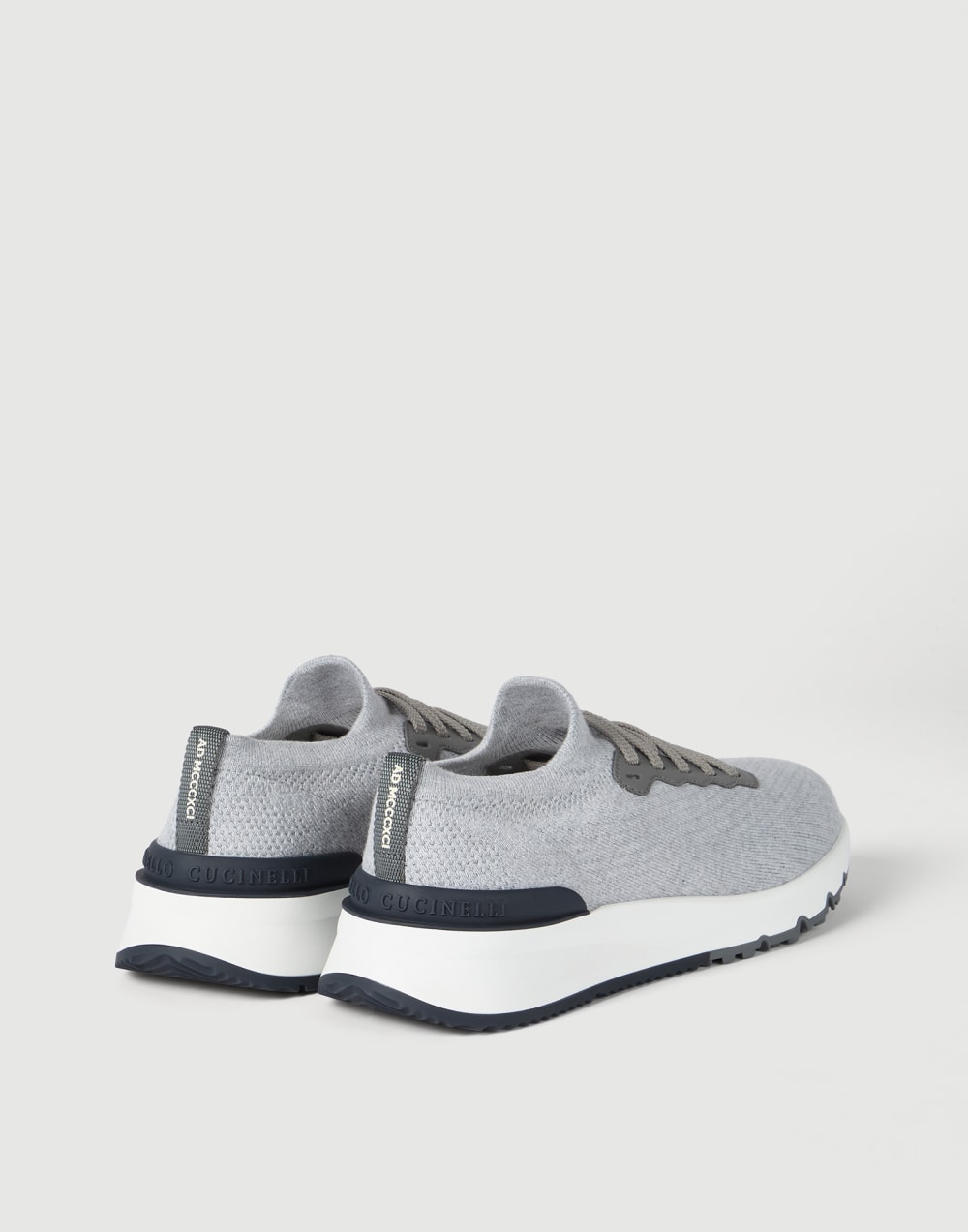 Cotton and calfskin runners Silver Man - Brunello Cucinelli