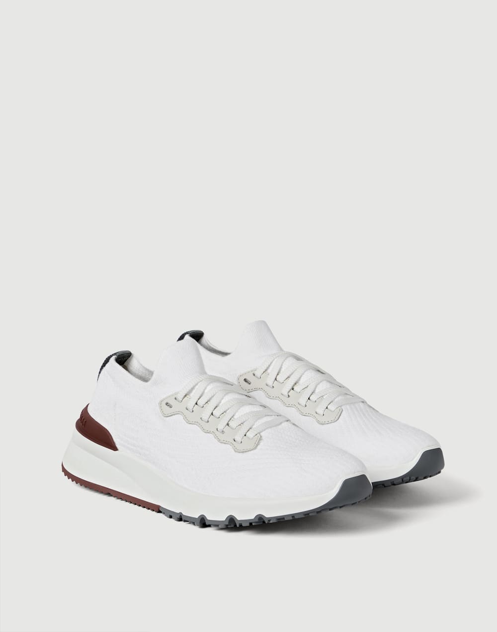 Cotton and calfskin runners White Man - Brunello Cucinelli