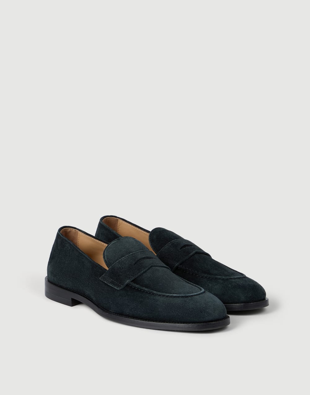 Suede Penny loafer Black Man - Brunello Cucinelli