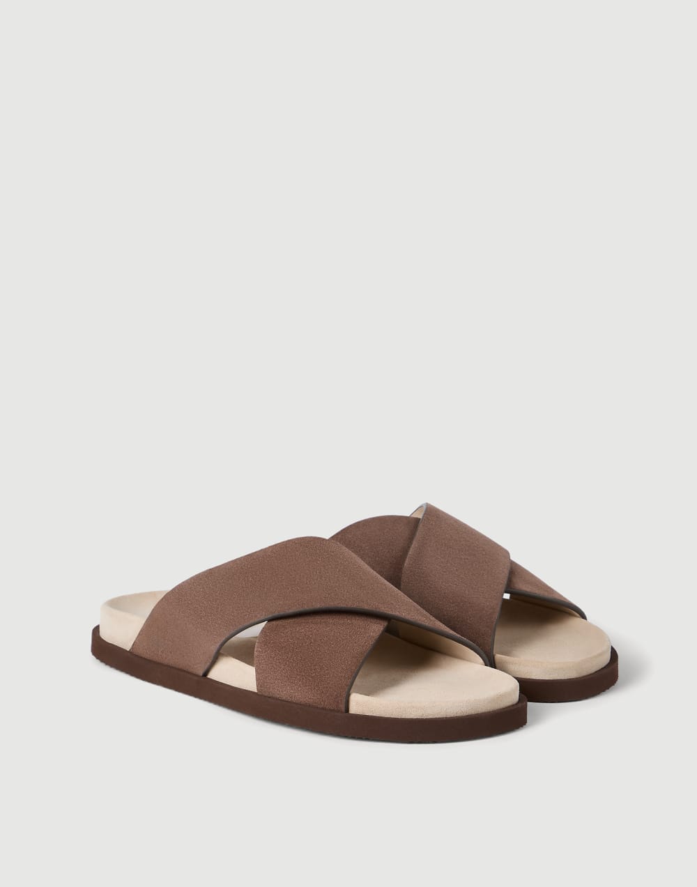 Sandalias slide de piel de ante Barro Hombre - Brunello Cucinelli