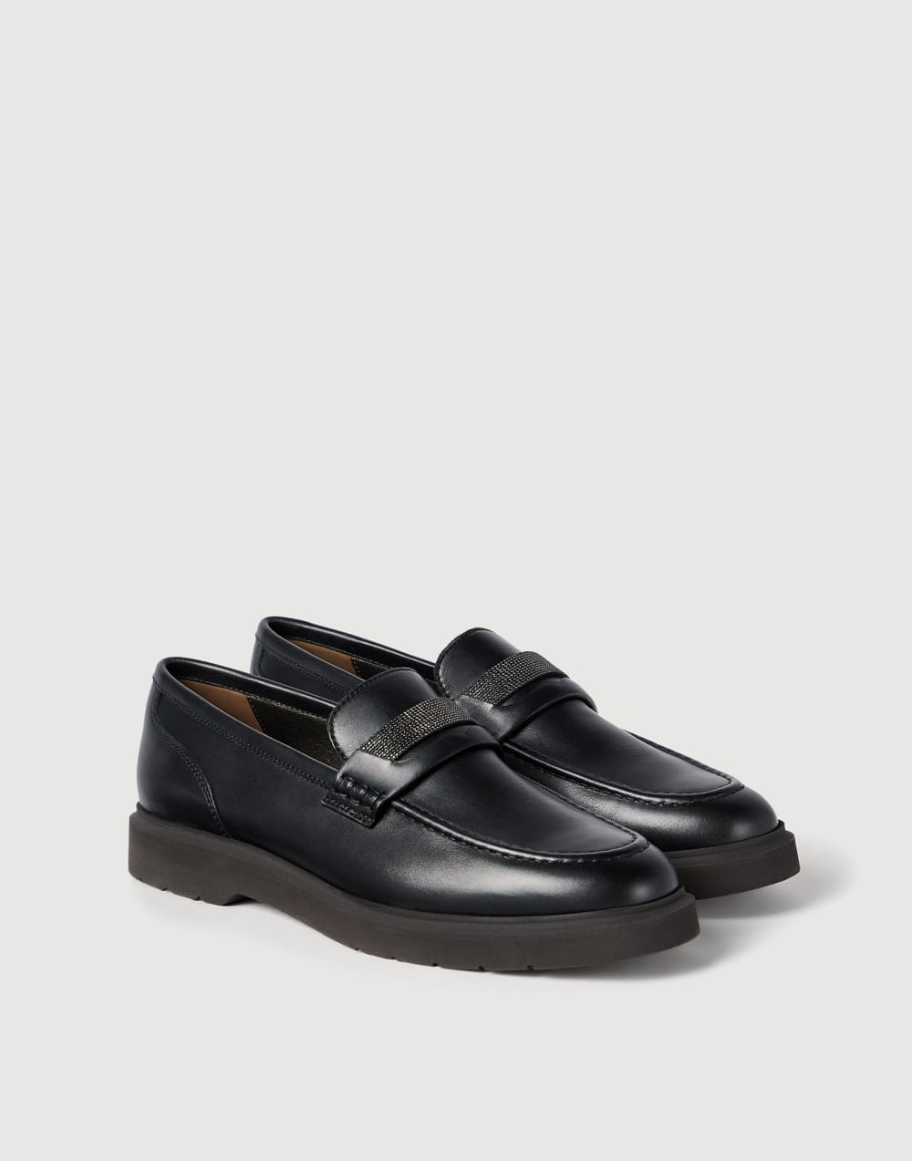 Penny-Loafers aus Nappaleder mit Monili Schwarz Damen - Brunello Cucinelli