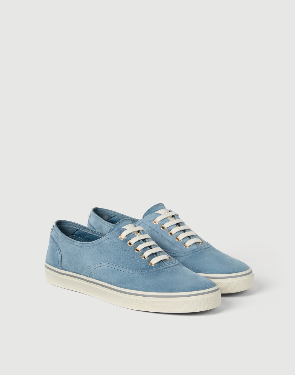 Reversed calfskin sneakers Azure Man - Brunello Cucinelli