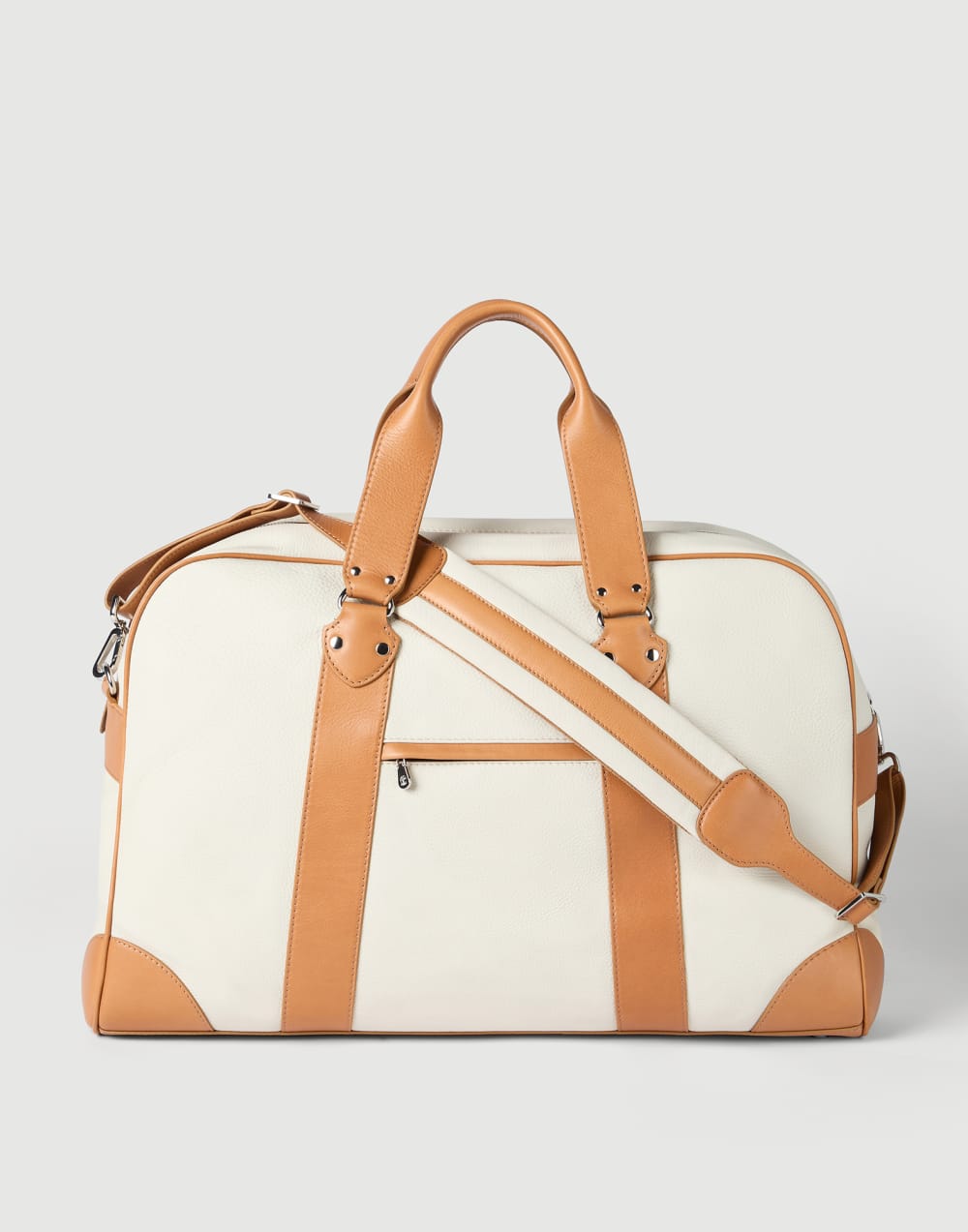 Grained calfskin street bag Ivory Man - Brunello Cucinelli