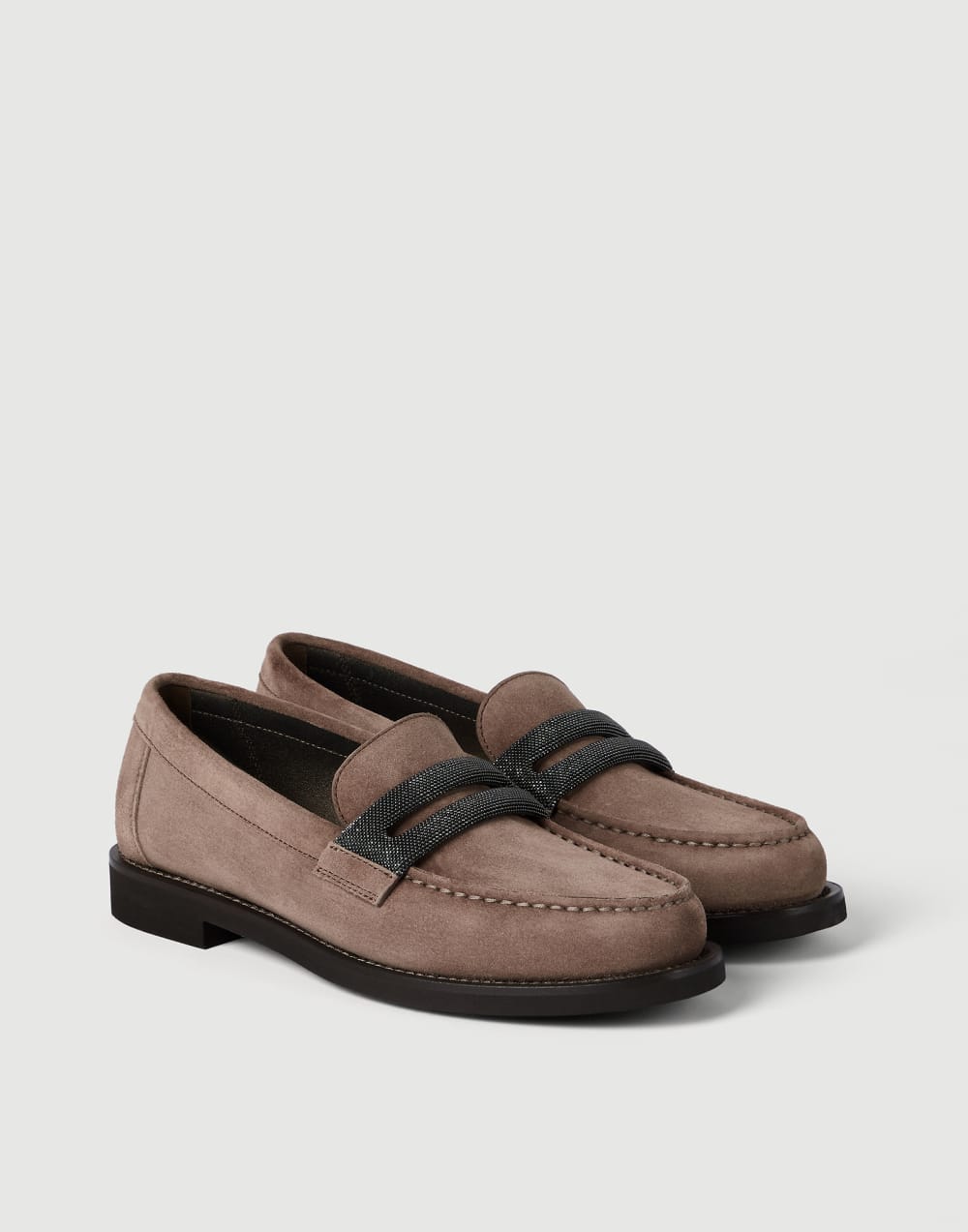 Penny Loafers de ante Marrón Mujer - Brunello Cucinelli
