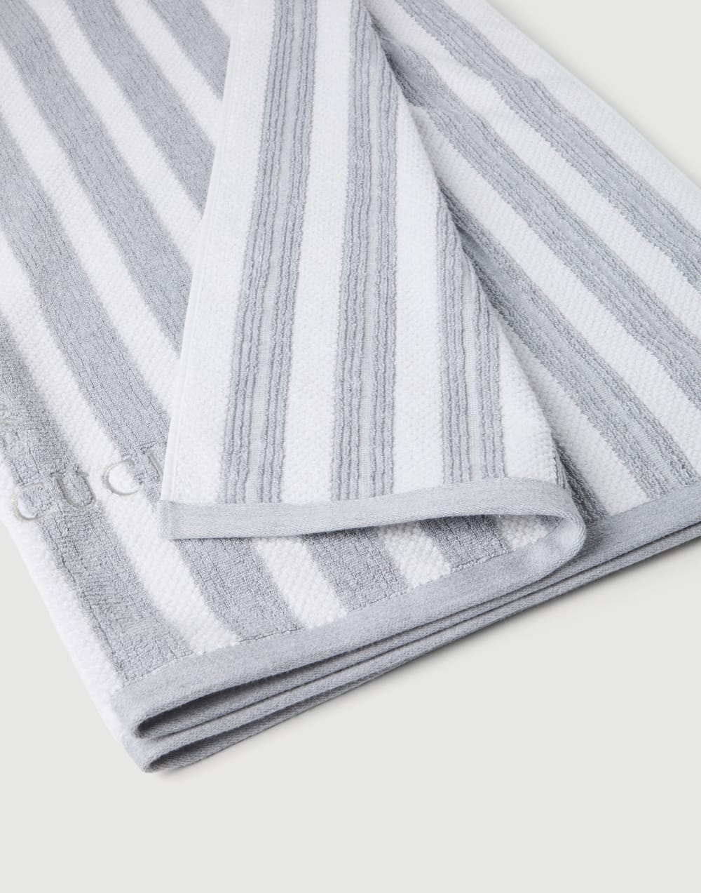 Striped terrycloth beach towel Grey Lifestyle - Brunello Cucinelli