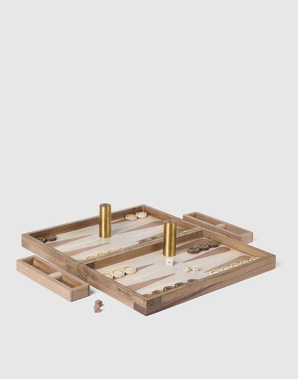 Walnut wood, Krion® and brass backgammon set Beige Lifestyle - Brunello Cucinelli