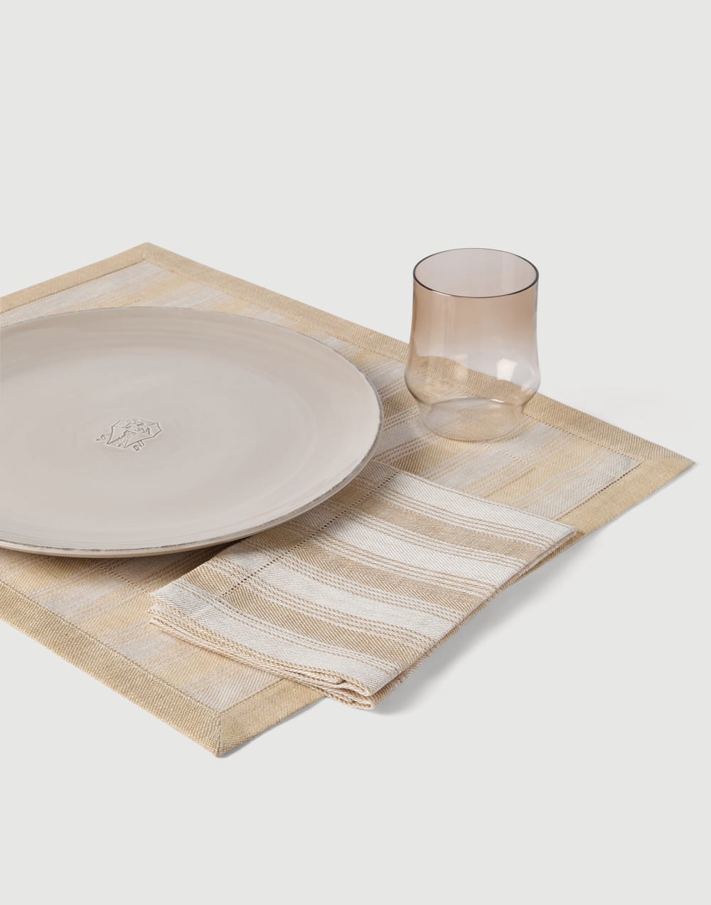 Mantel individual y servilleta de lino Camello Lifestyle - Brunello Cucinelli