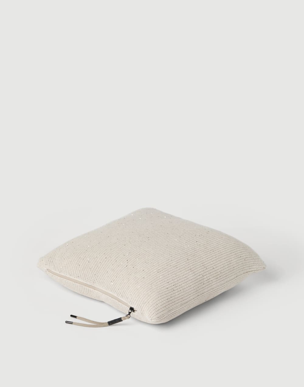 Cotton knit cushion Oat Lifestyle - Brunello Cucinelli