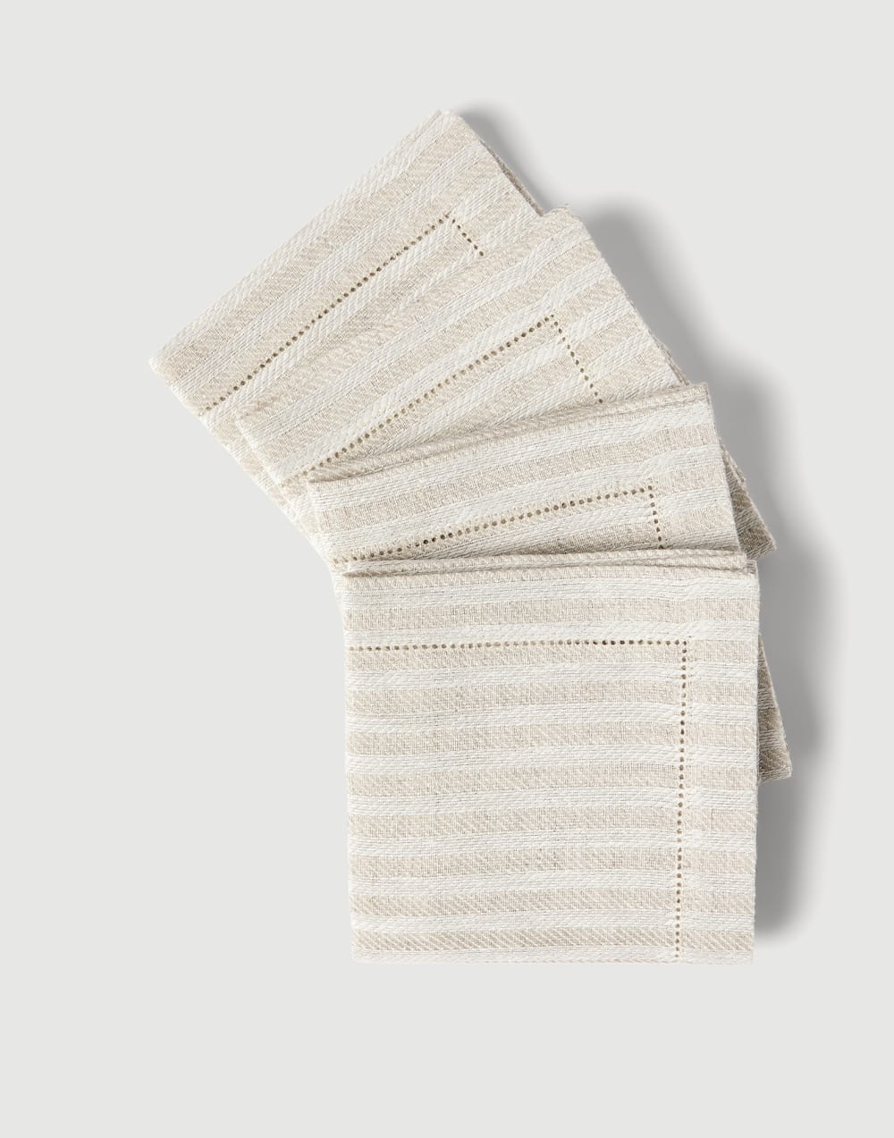 Chalk stripe linen 4-pc large napkins set Lessivè Lifestyle - Brunello Cucinelli