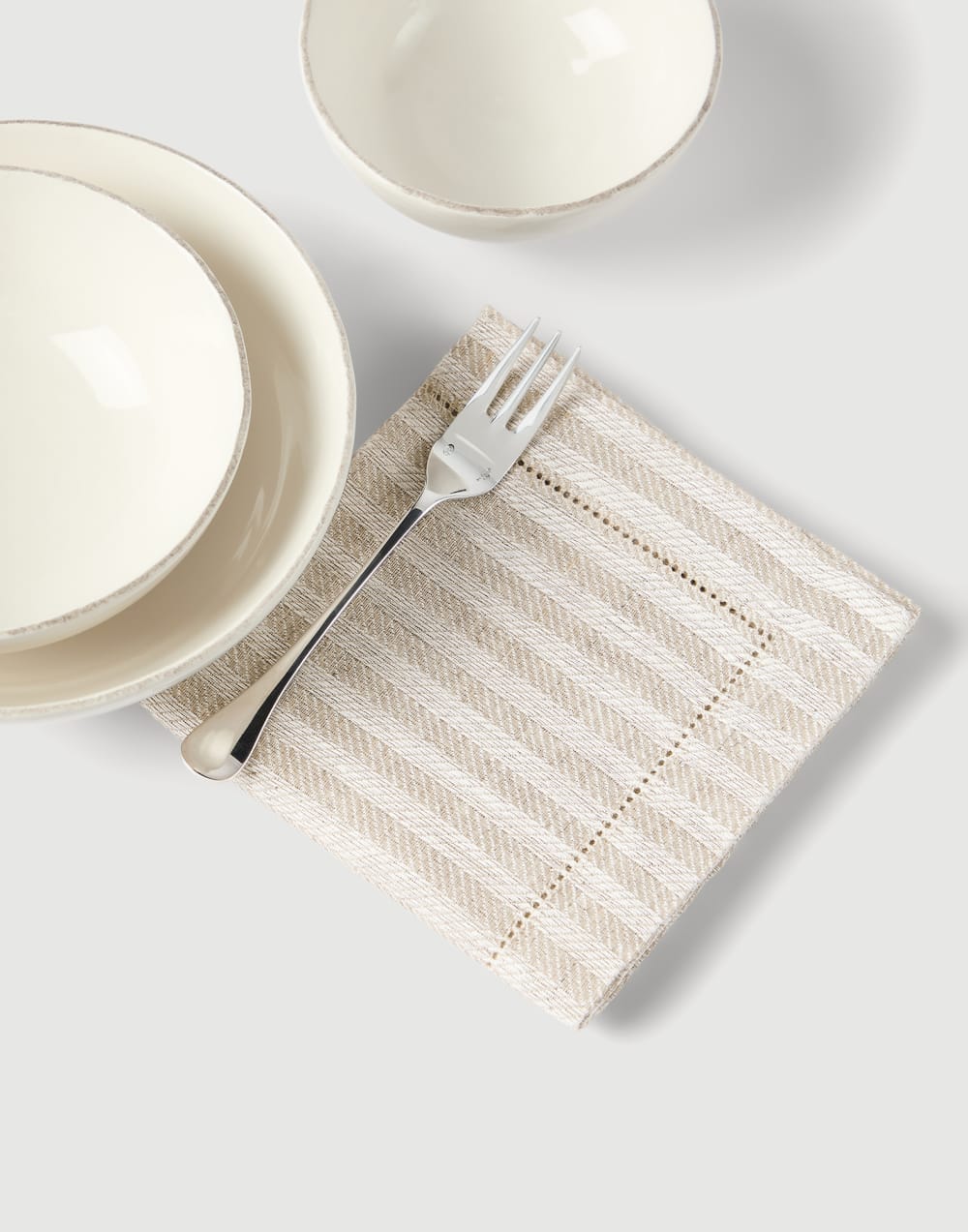 Chalk stripe linen 4-pc large napkins set Lessivè Lifestyle - Brunello Cucinelli