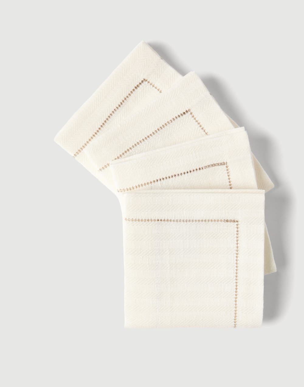Chalk stripe linen 4-pc large napkins set Panama Lifestyle - Brunello Cucinelli