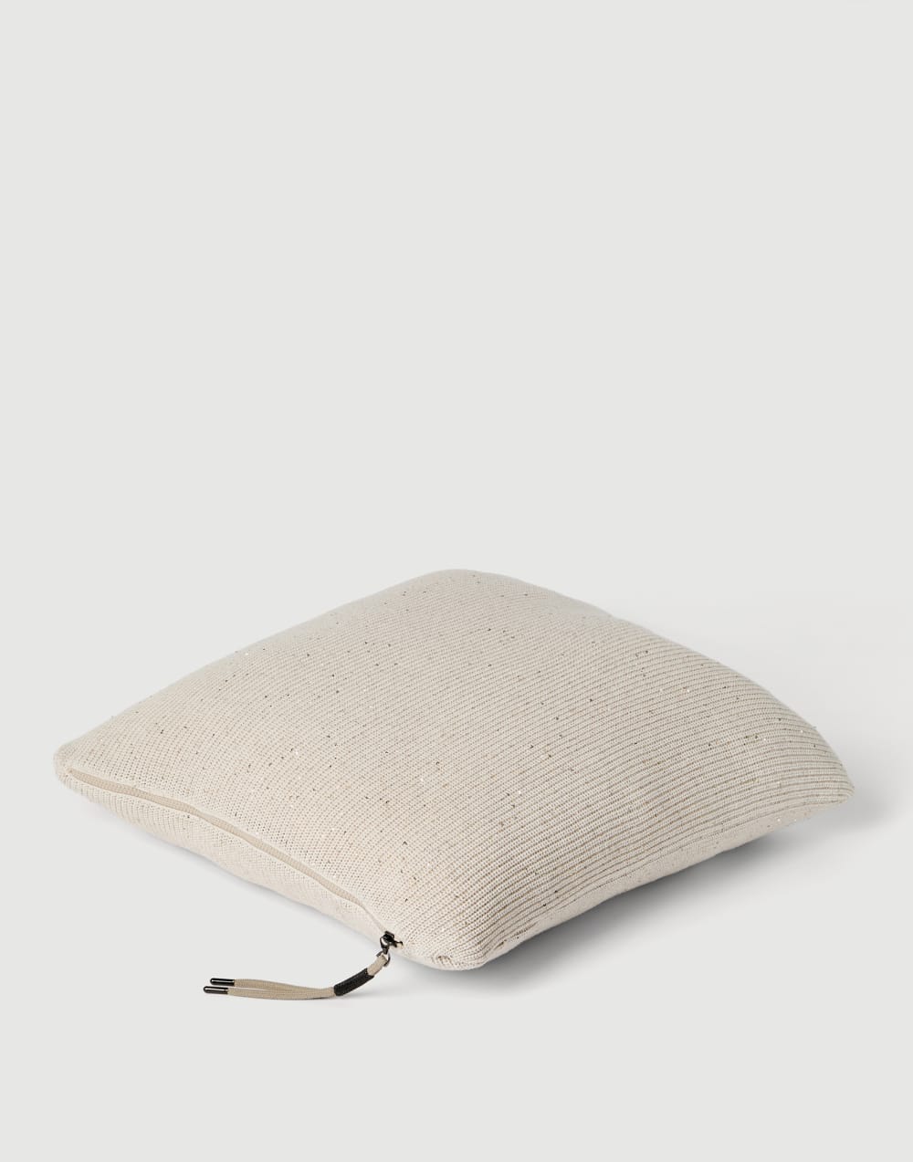 Cotton knit large cushion Oat Lifestyle - Brunello Cucinelli