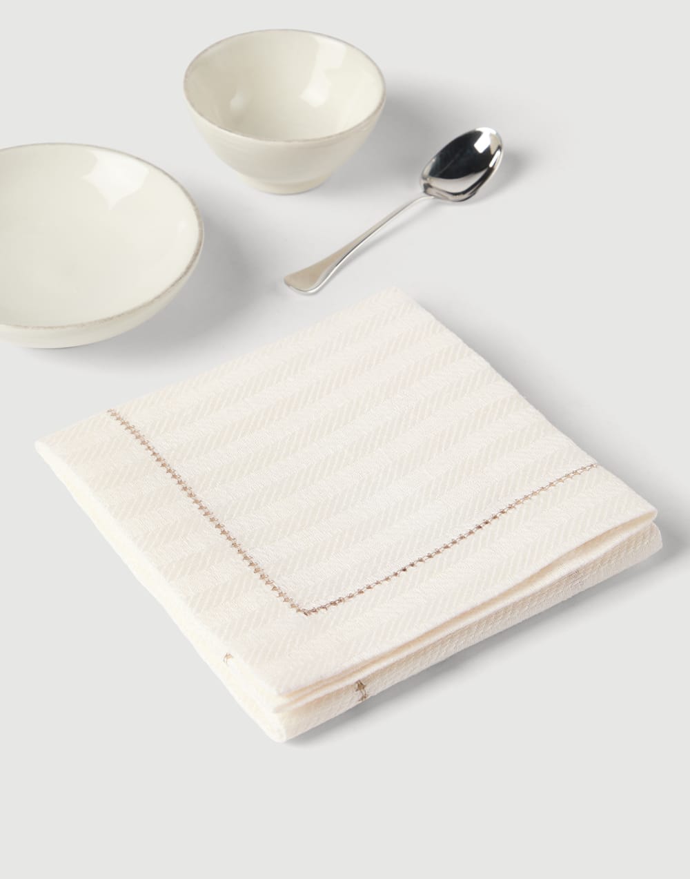 Chalk stripe linen 4-pc large napkins set Panama Lifestyle - Brunello Cucinelli
