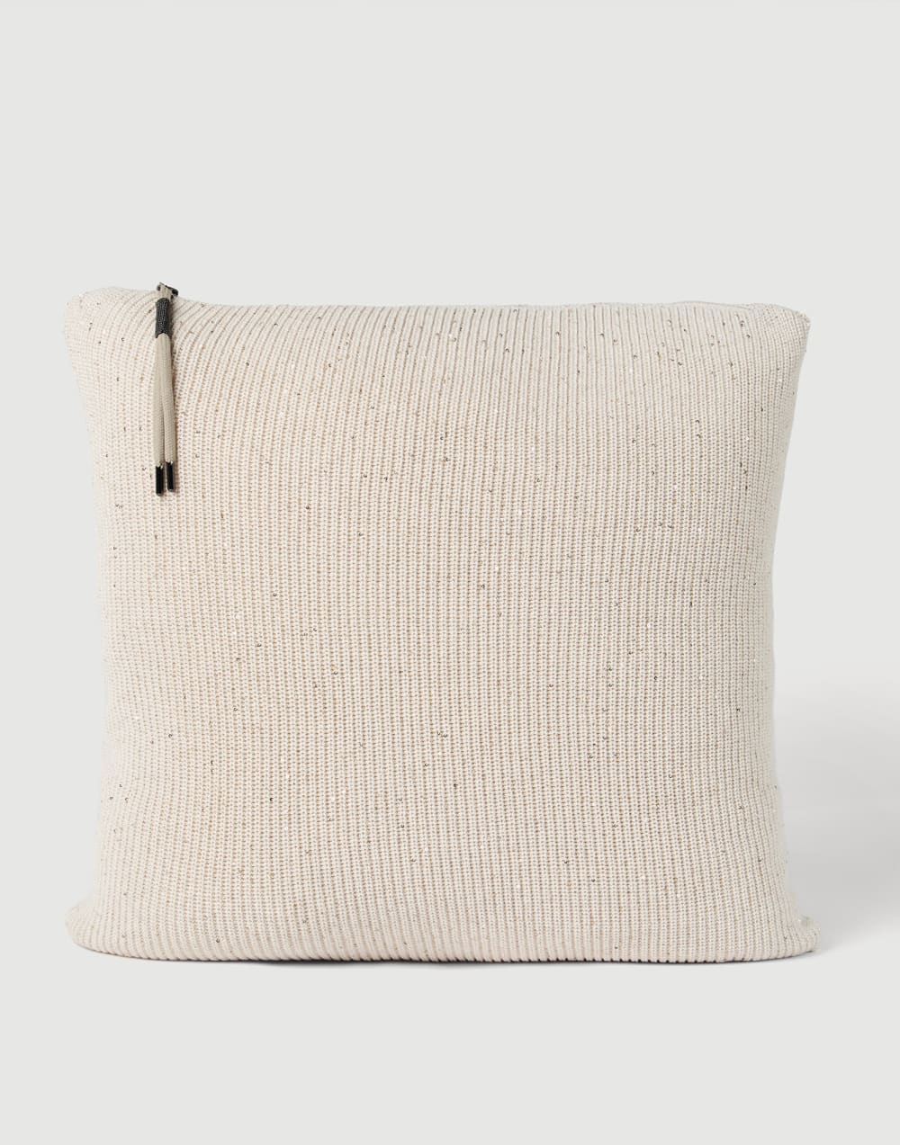Cotton knit large cushion Oat Lifestyle - Brunello Cucinelli