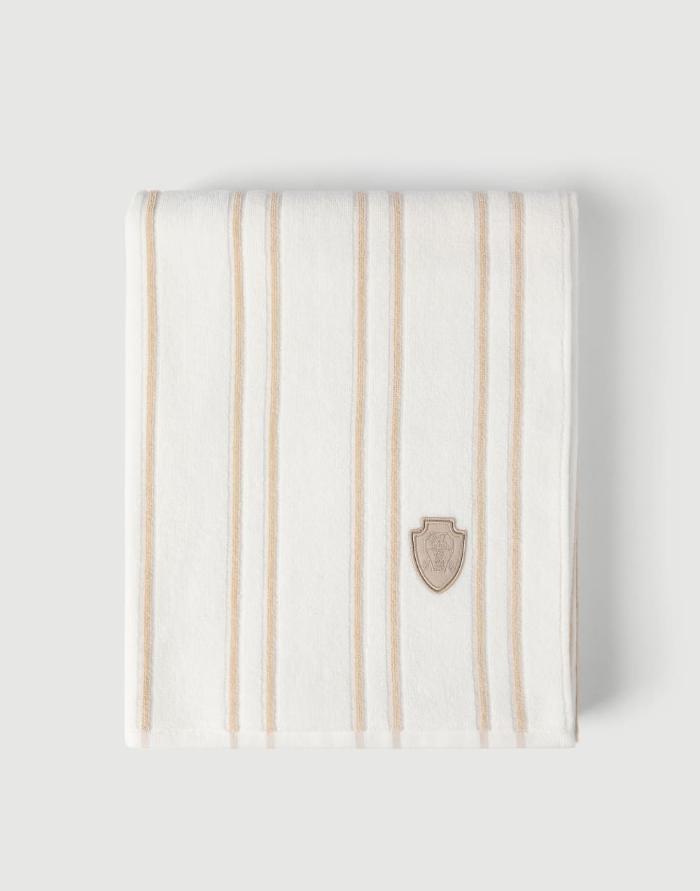 Striped terrycloth towel Beige Lifestyle - Brunello Cucinelli