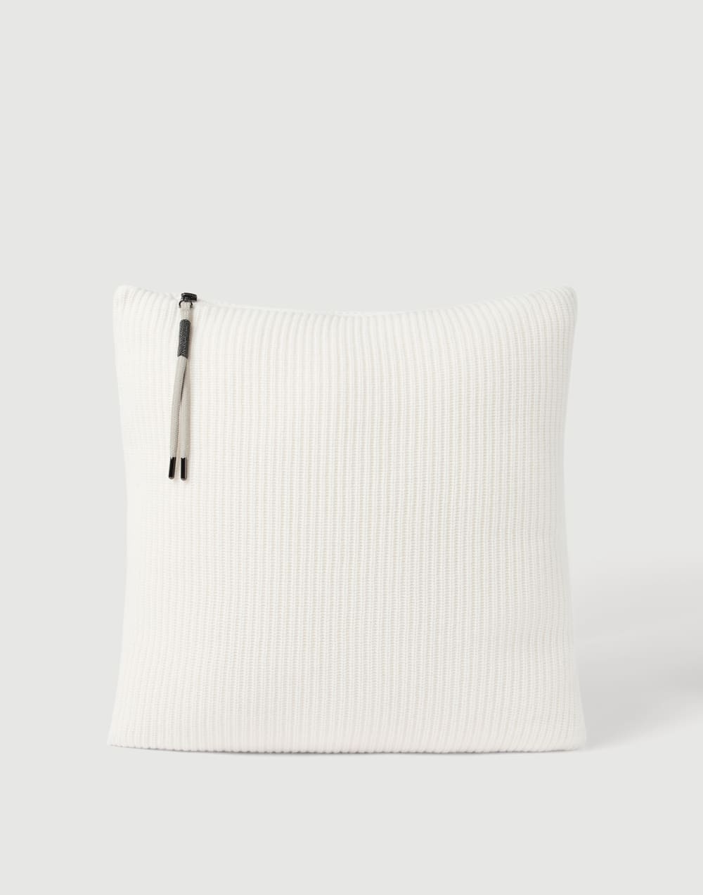Shiny Zipper Pull knit cushion White Lifestyle - Brunello Cucinelli