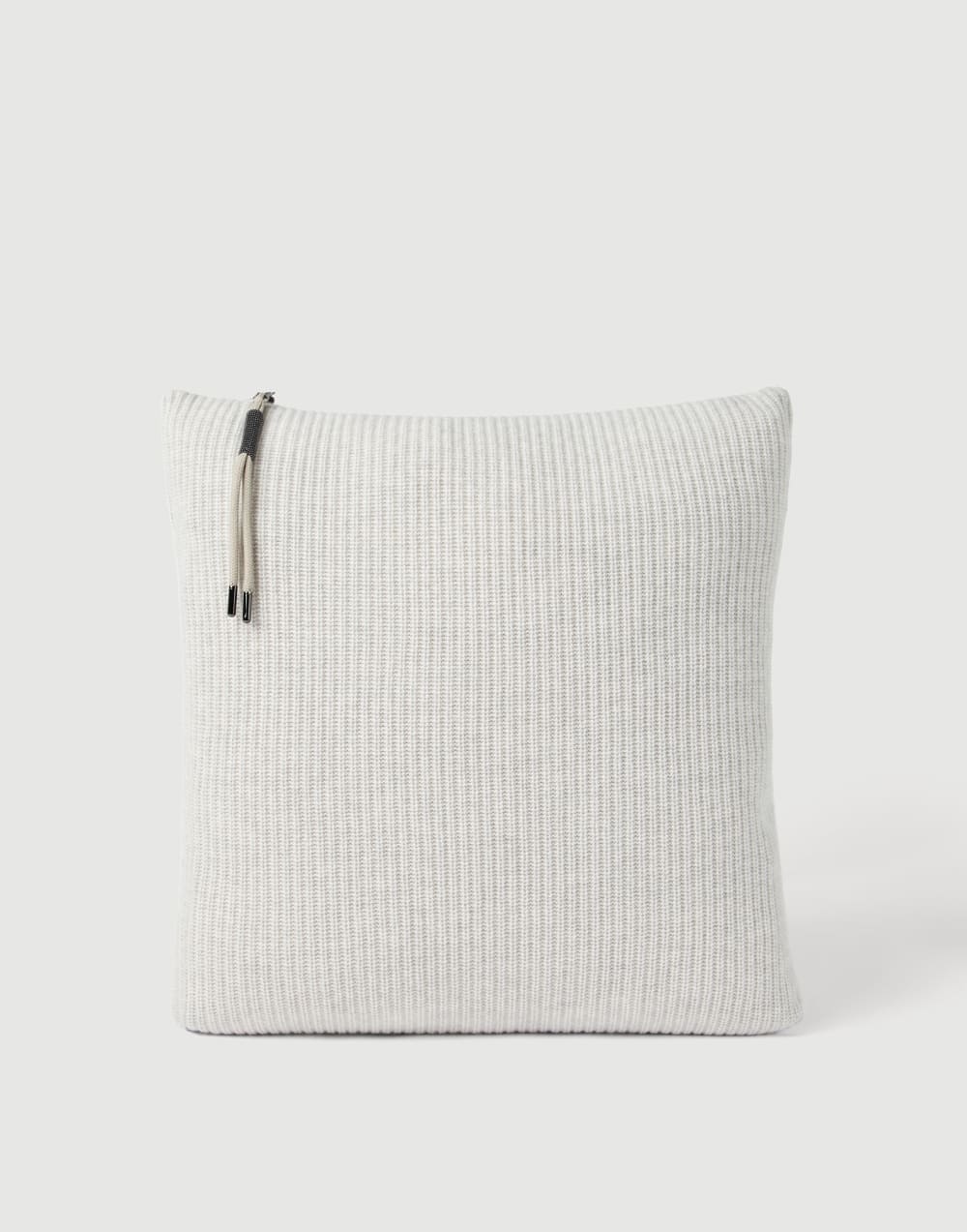 Shiny Zipper Pull knit cushion Fog Lifestyle - Brunello Cucinelli