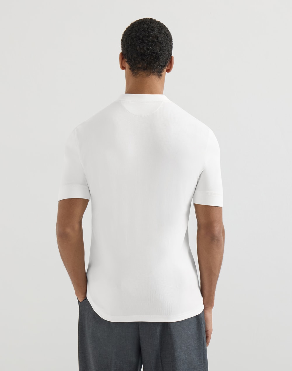 Henley collar T-shirt White Man - Brunello Cucinelli