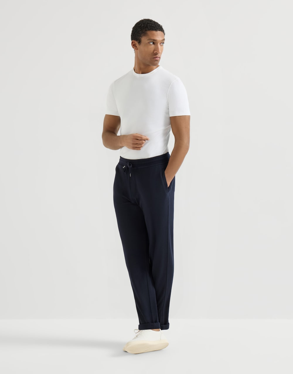 Cashmere and silk French terry trousers Blue Man - Brunello Cucinelli