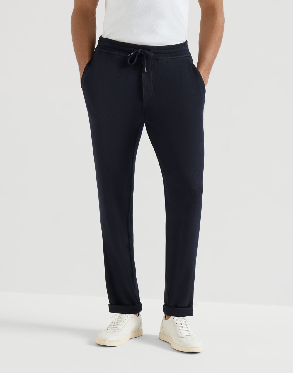 Cashmere and silk French terry trousers Blue Man - Brunello Cucinelli
