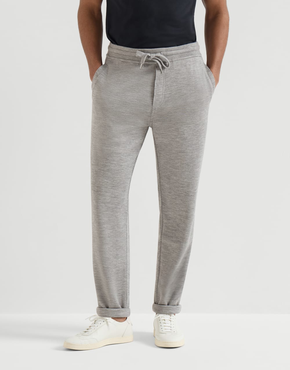Cashmere and silk French terry trousers Grey Man - Brunello Cucinelli