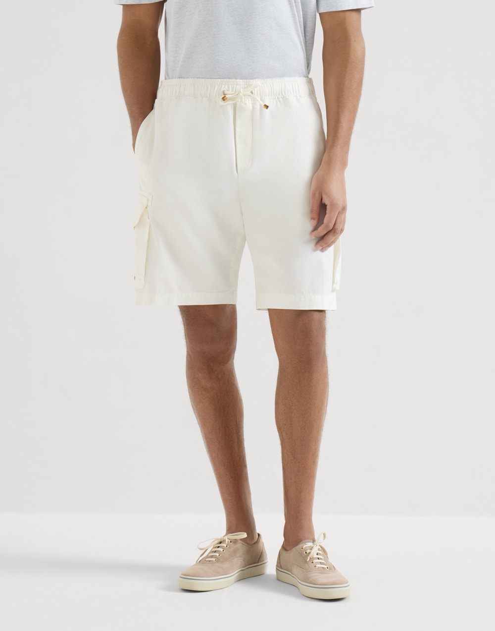 ギャバジン バミューダパンツ スノー メンズ - Brunello Cucinelli