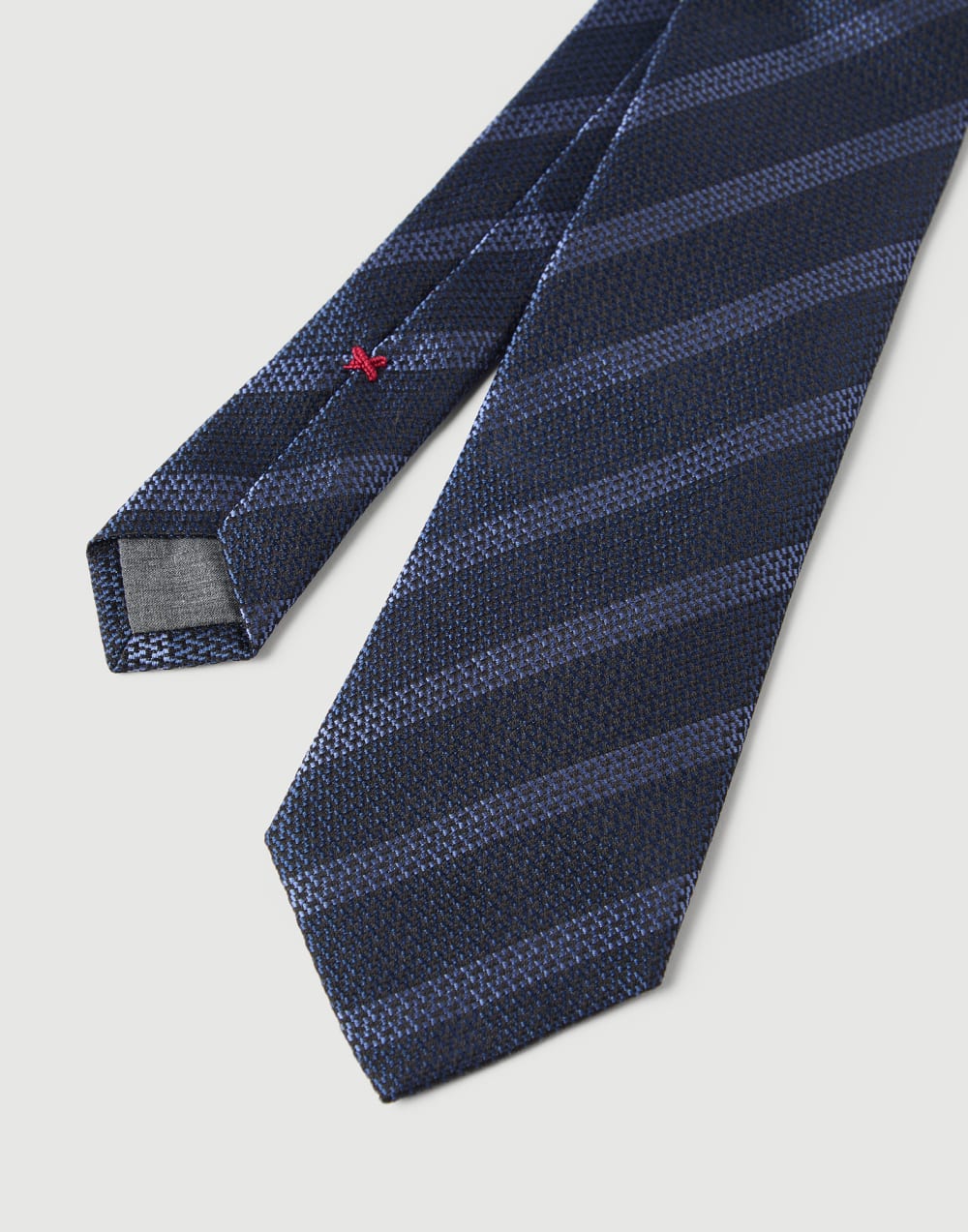 Textured silk tie with stripes Blue Man - Brunello Cucinelli