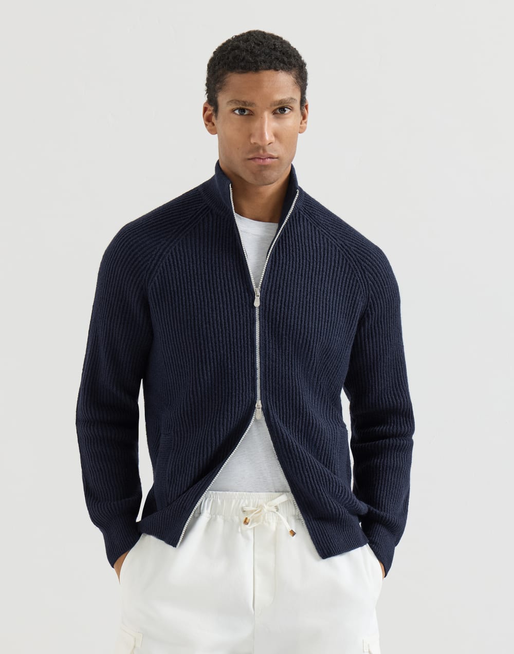 Cardigan aus Baumwoll-Malfilé Blau Herren - Brunello Cucinelli