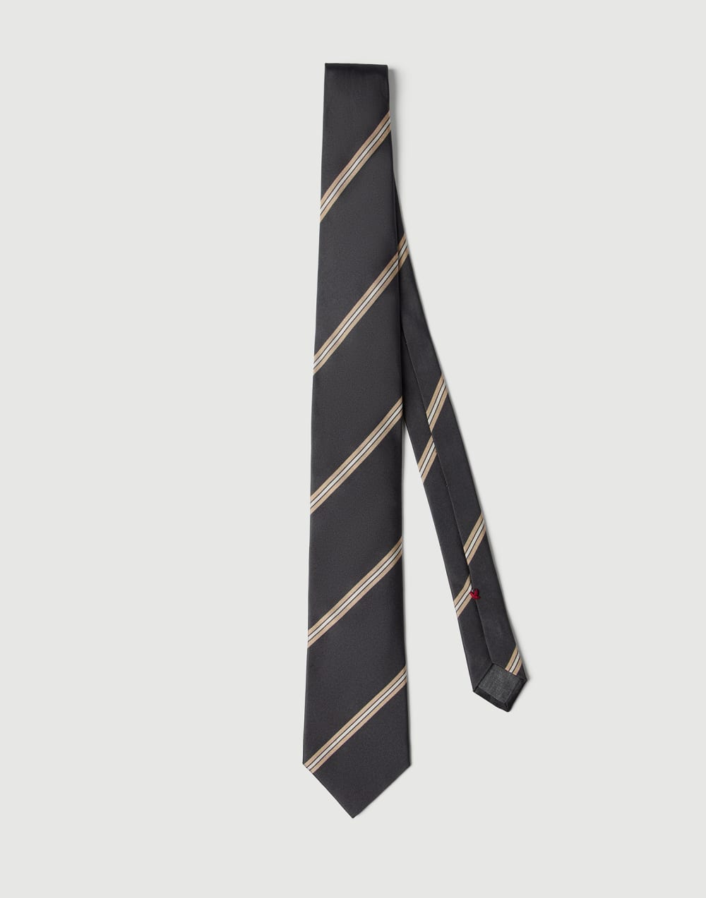Regimental stripe silk tie Anthracite Man - Brunello Cucinelli