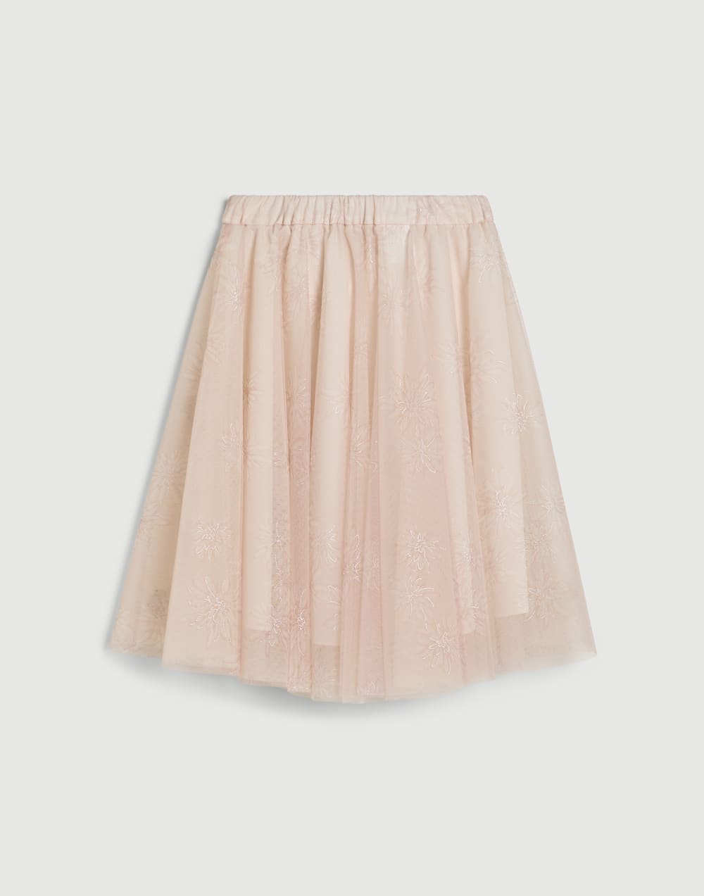 Sparkling daisy print tulle skirt Light Pink Girls - Brunello Cucinelli