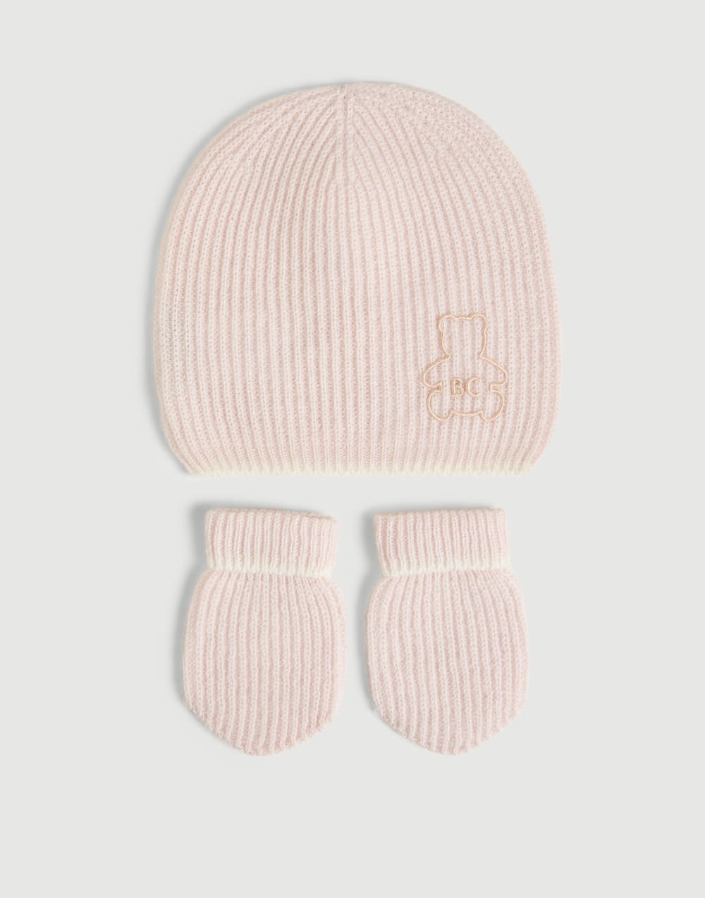 Baby Bernie beanie, gloves and socks set Pink Baby - Brunello Cucinelli