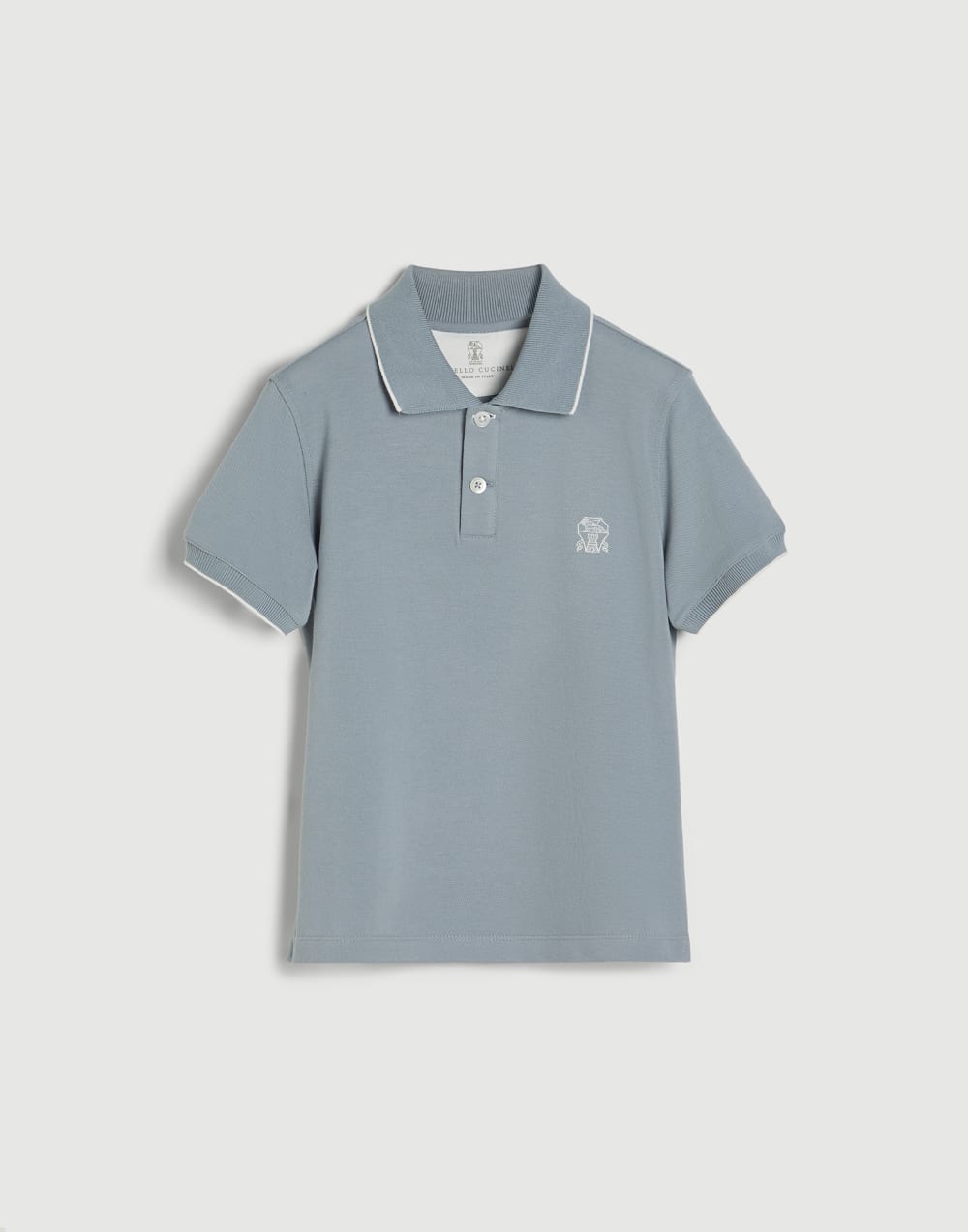 Piqué polo shirt Sky Blue Boys - Brunello Cucinelli