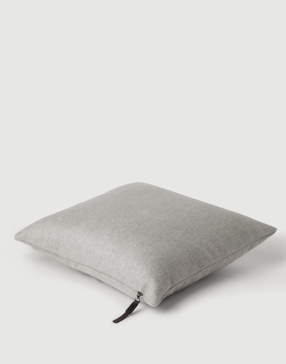 Cashmere beaver cloth large cushion Light Grey Lifestyle - Brunello Cucinelli