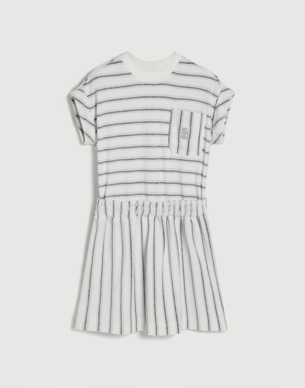 Sparkling stripe jersey dress Light Grey Girls - Brunello Cucinelli