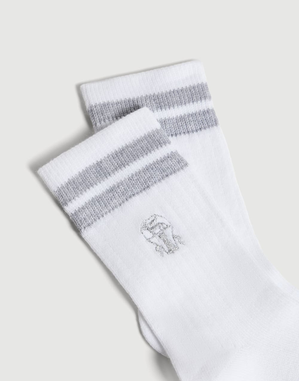 Cotton knit socks with logo Grey Girls - Brunello Cucinelli