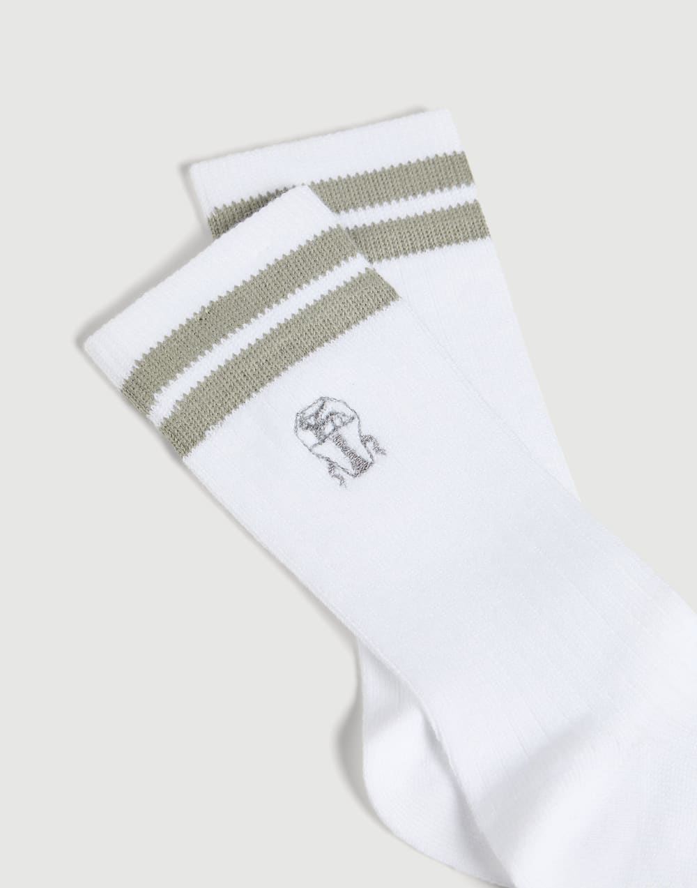 Cotton knit socks with logo Sage Girls - Brunello Cucinelli