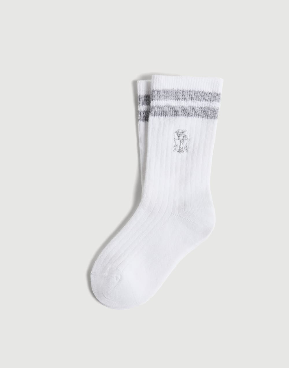 Cotton knit socks with logo Grey Girls - Brunello Cucinelli