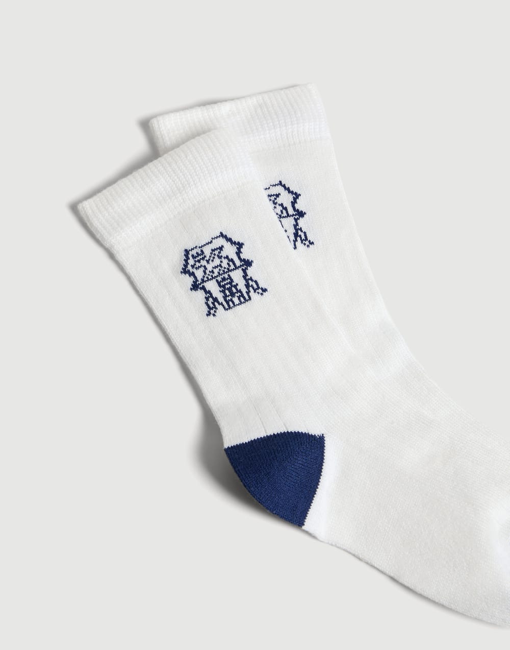Rib knit socks with inlay Blue Boys - Brunello Cucinelli
