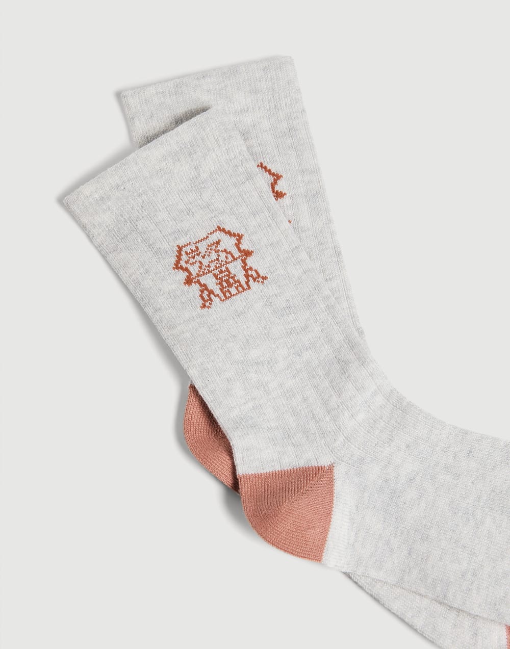 Rib knit socks with inlay Apricot Boys - Brunello Cucinelli
