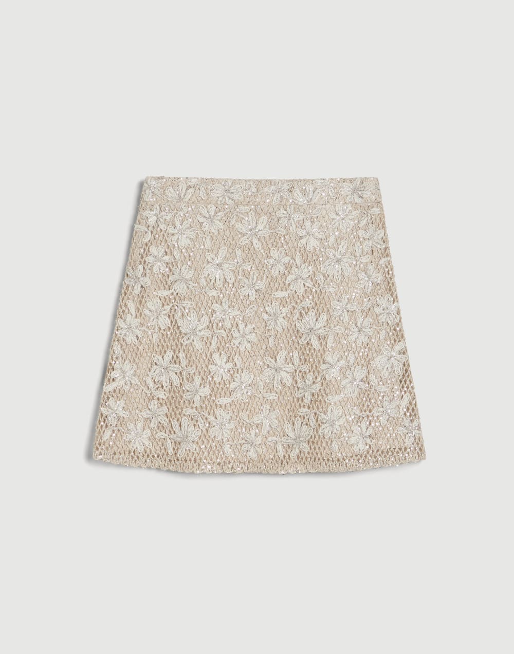 Dazzling Daisy Net Embroidery skirt Natural Girls - Brunello Cucinelli