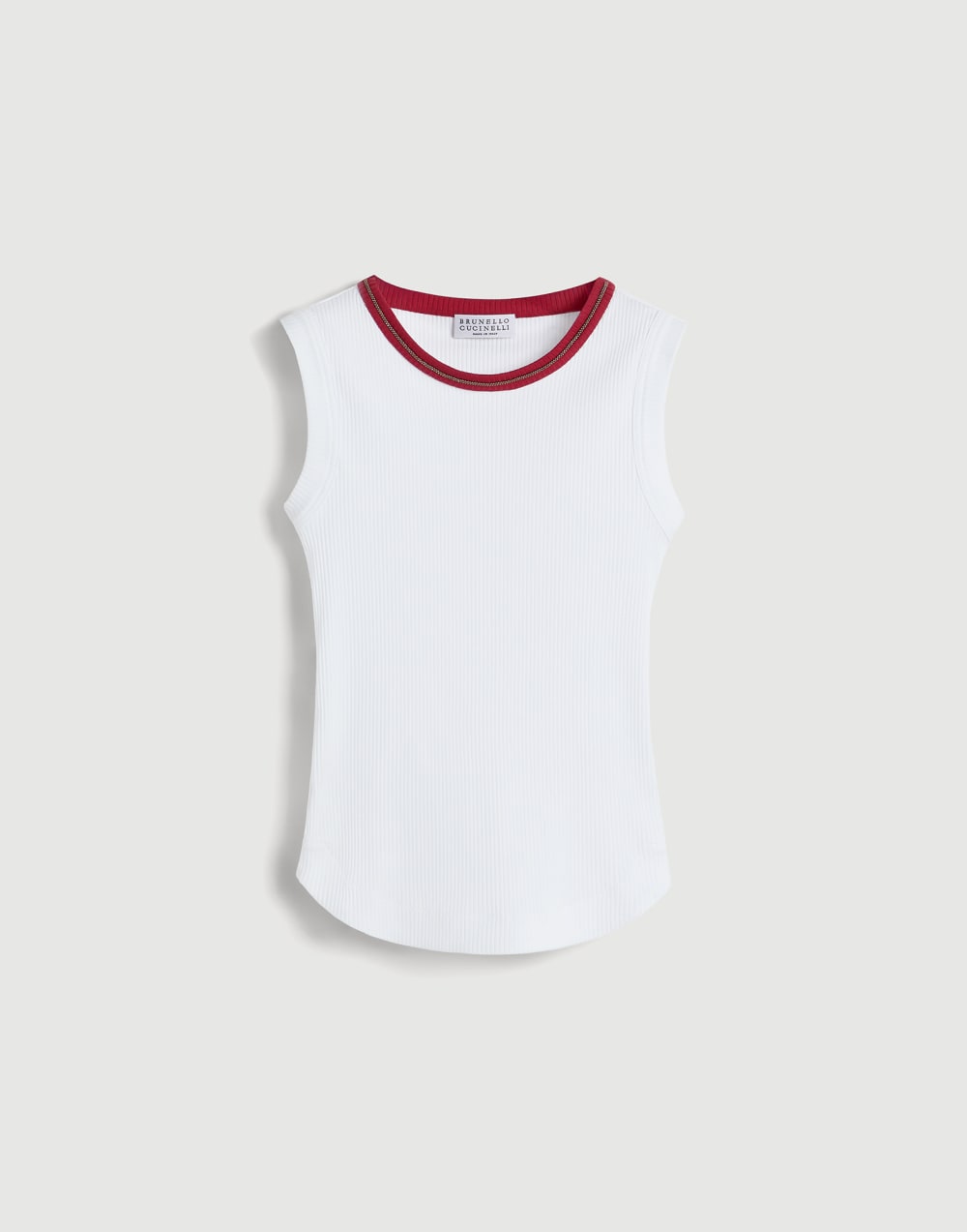 Ribbed jersey top with monili Off-White Girls - Brunello Cucinelli