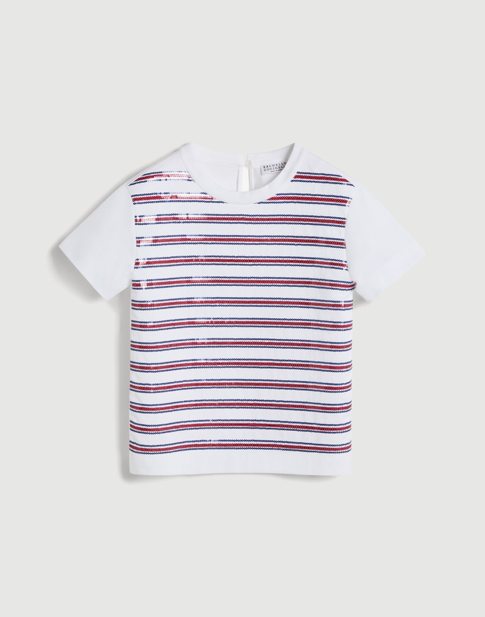 T-Shirt mit Dazzling Stripes Weiß Mädchen - Brunello Cucinelli