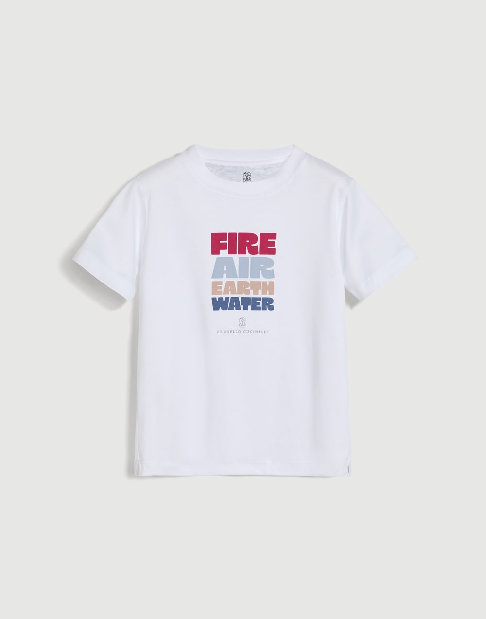 Футболка из хлопкового джерси с принтом Белый Мальчики - Brunello Cucinelli