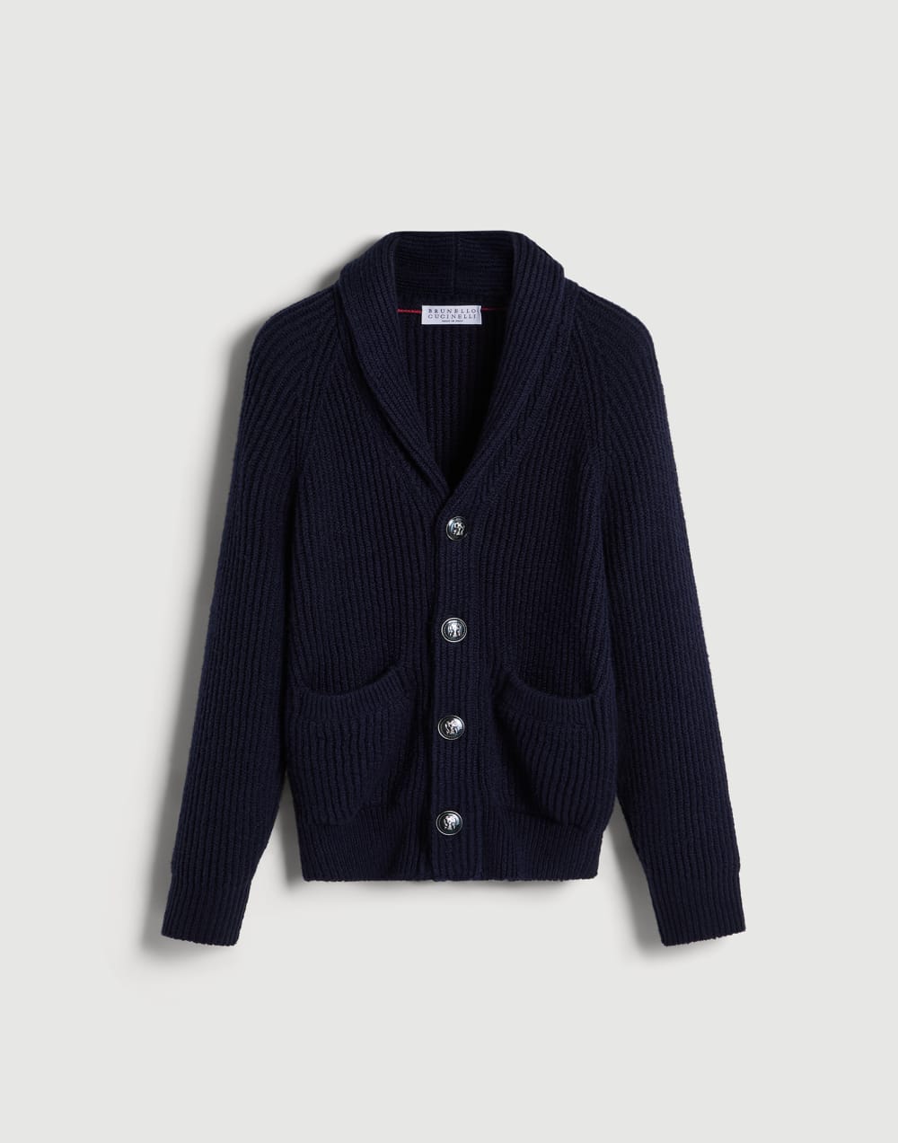 Malfilé cotton cardigan Navy Blue Boys - Brunello Cucinelli