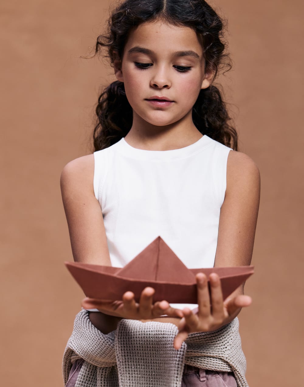 Топ из джерси в резинку Белый Девочки - Brunello Cucinelli