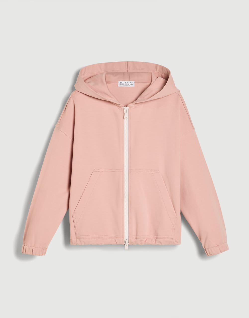 Hoodie with zipper and graphic Pink Girls - Brunello Cucinelli